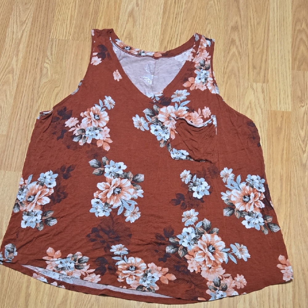 Floral Sleeveless Top - Rust